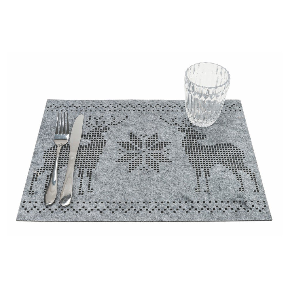 Renna 6 db-os szürke karácsonyi filc tányéralátét szett, 30 x 40 cm - Villa d'Este