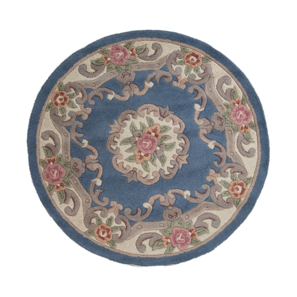 Aubusson kék gyapjú szőnyeg, ⌀ 120 cm - flair rugs