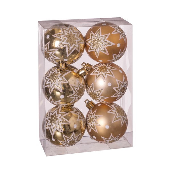 Estrellas 6 db-os aranyszínű karácsonyfadísz szett, ø 5 cm - Unimasa