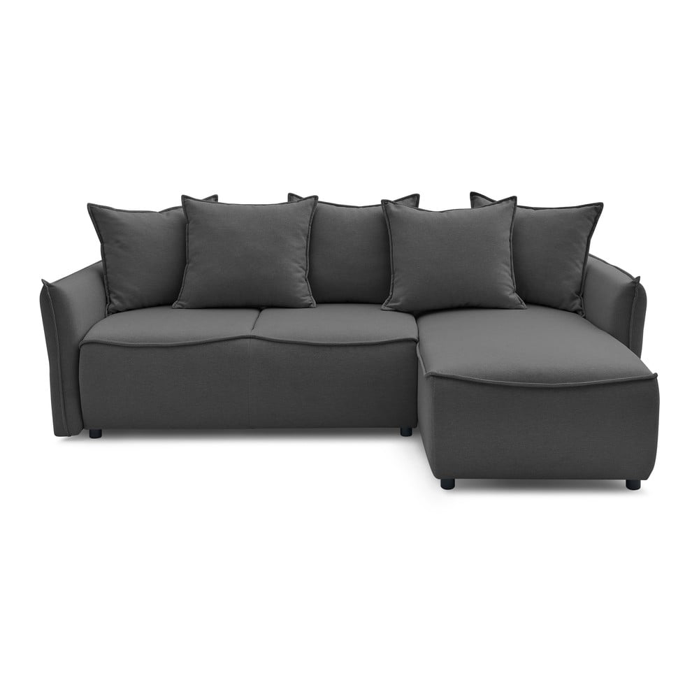 Sötétszürke kinyitható sarokkanapé (jobb oldali) Leon – Bobochic Paris