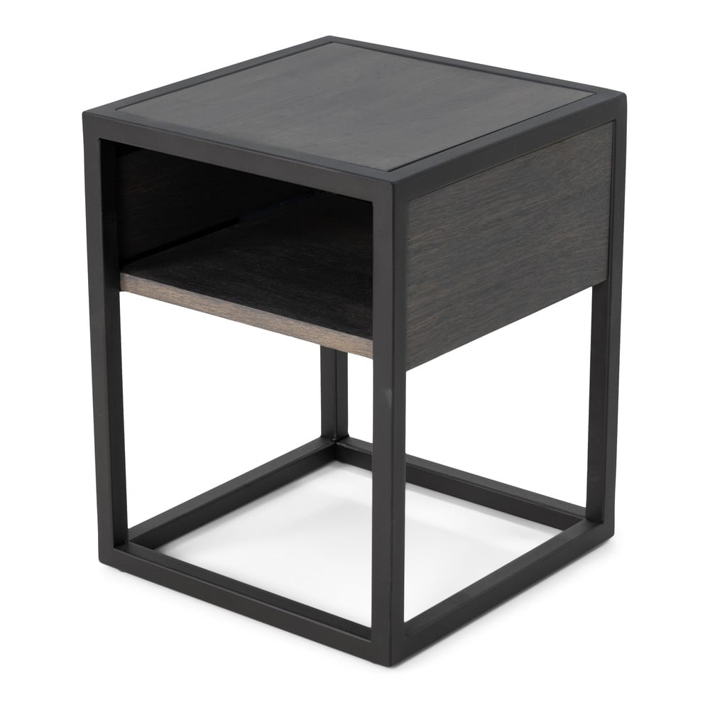 Fekete-szürke éjjeliszekrény tölgyfa asztallappal diva – spinder design