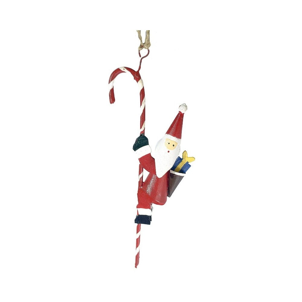 Karácsonyi függődísz Santa Hanging on Candycane - G-Bork