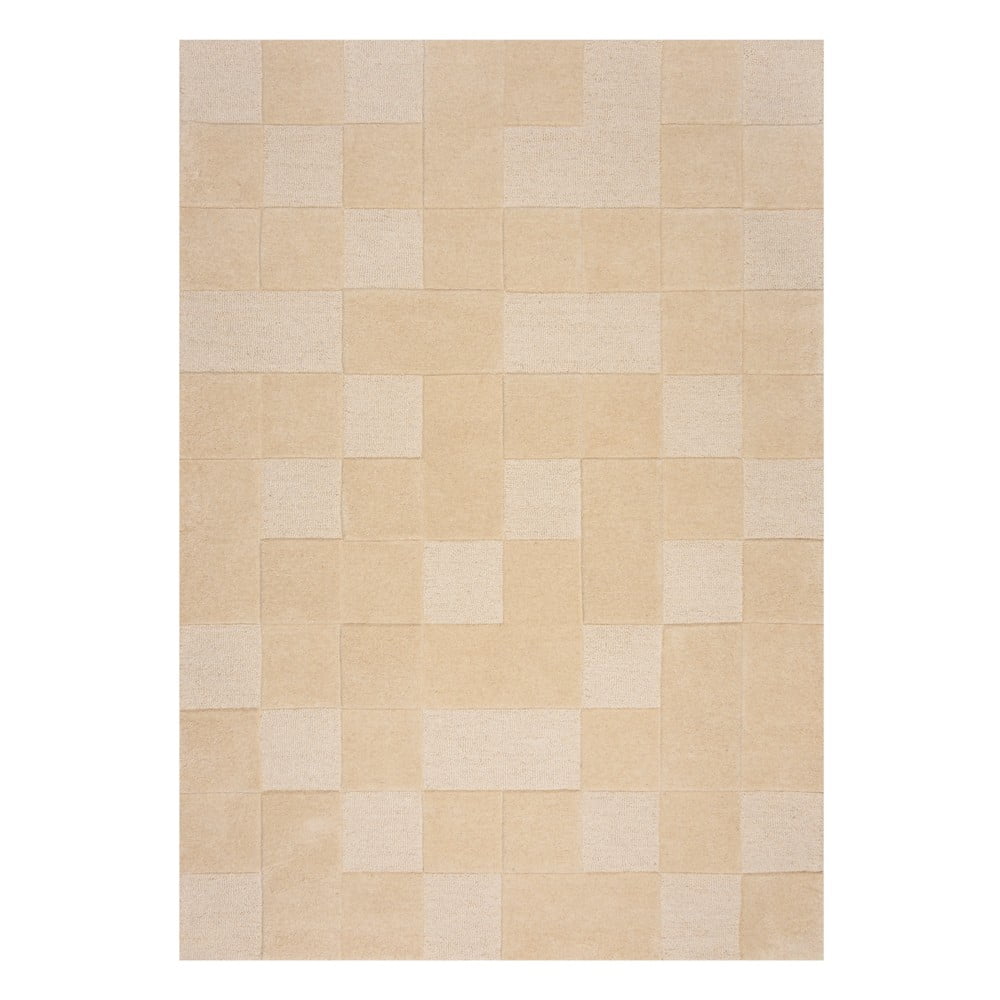 Bézs gyapjú szőnyeg 290x200 cm checkerboard - flair rugs