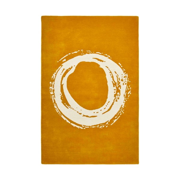 Elements Circle mustársárga gyapjú szőnyeg, 120 x 170 cm - Think Rugs