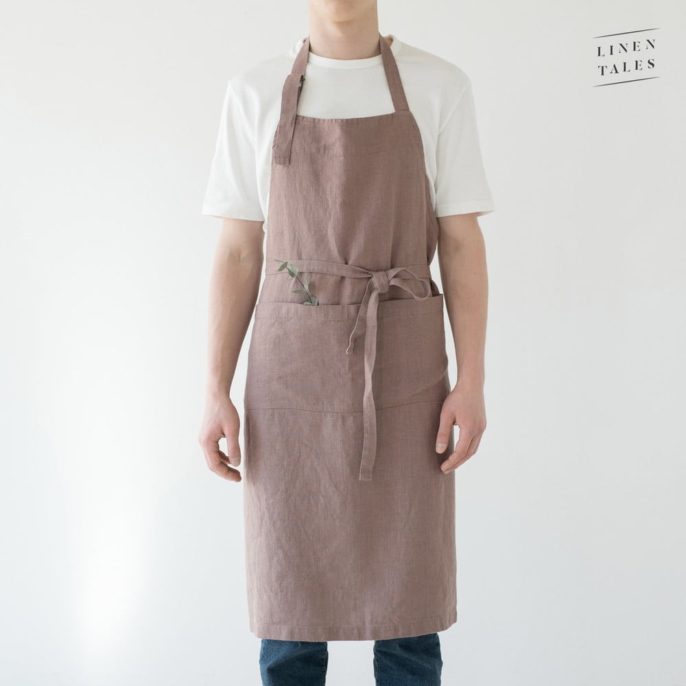 Chef lila vászonkötény, hosszúság 100 cm - Linen Tales