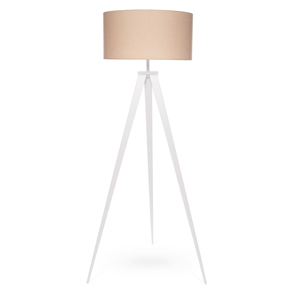 Kiki állólámpa fehér fém lábakkal és bézs lámpaernyővel - bonami essentials