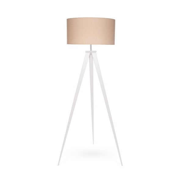 Kiki állólámpa fehér fém lábakkal és bézs lámpaernyővel - loomi.design