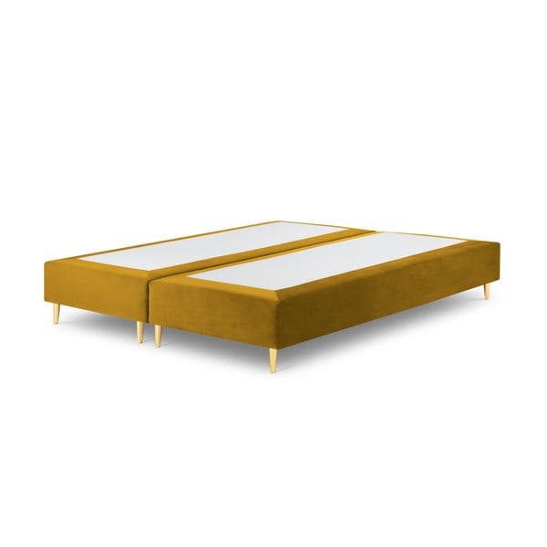 Lia mustársárga bársony kétszemélyes ágy, 180 x 200 cm - Milo Casa