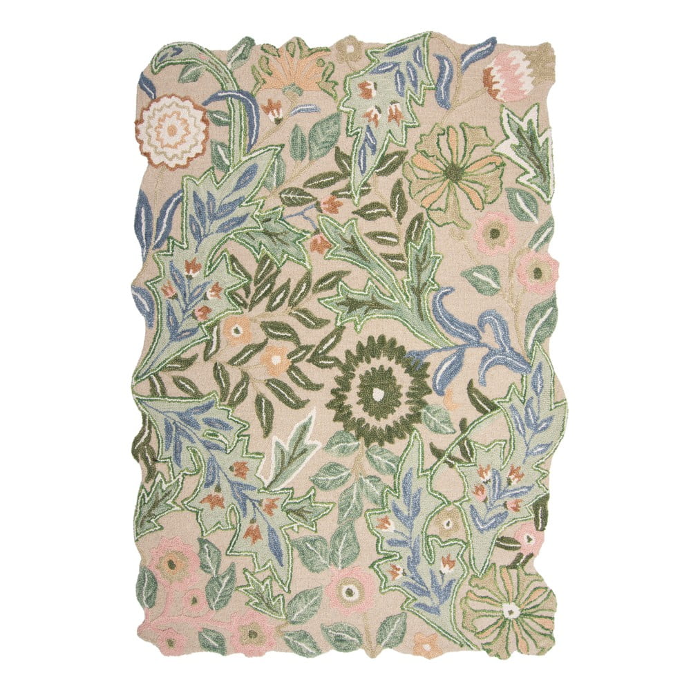 Zöld kézi szövésű gyapjú szőnyeg 120x170 cm Bryony Shaped Floral – Flair Rugs