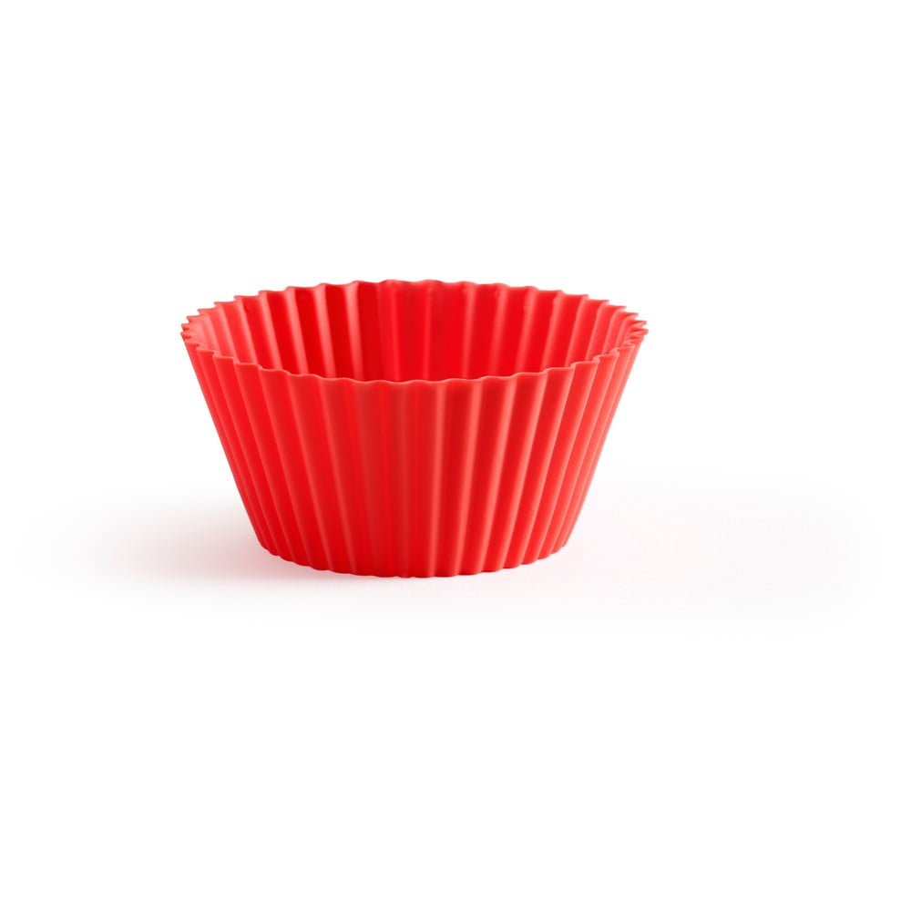 Single 12 db-os piros szilikon muffin sütőforma szett, ⌀ 7 cm - Lékué