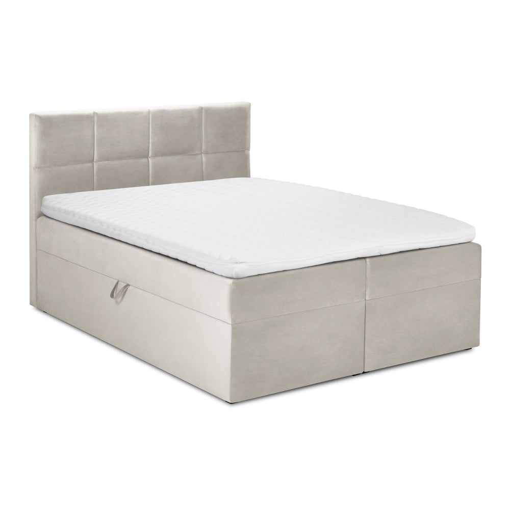 Bézs boxspring ágy tárolóhellyel 180x200 cm mimicry – mazzini beds