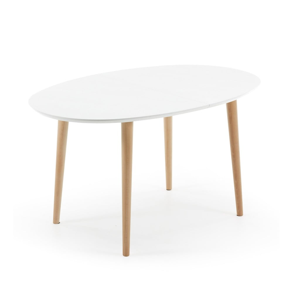 Fehér bővíthető étkezőasztal fehér asztallappal 90x140 cm oqui – kave home