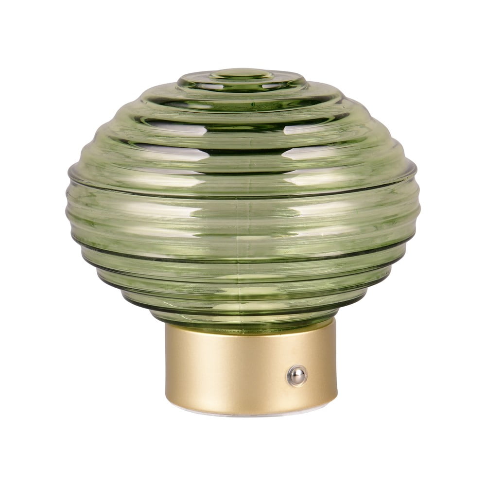 Zöld-aranyszínű LED dimmelhető asztali lámpa üveg búrával (magasság 14,5 cm) Earl – Trio