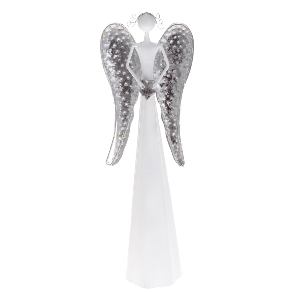 Fém angyal szobor LED fénnyel, 40 cm - Dakls
