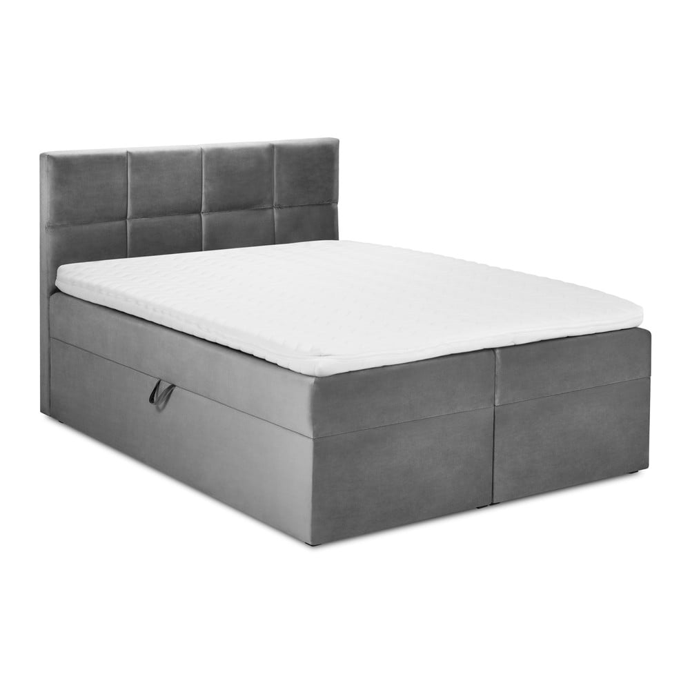 Szürke boxspring ágy tárolóhellyel 160x200 cm mimicry – mazzini beds