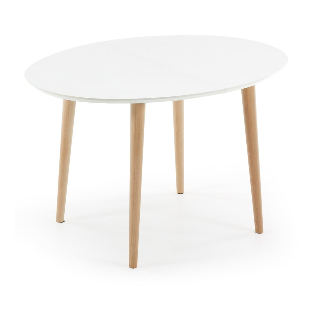 Fehér bővíthető étkezőasztal fehér asztallappal 90x120 cm oqui – kave home