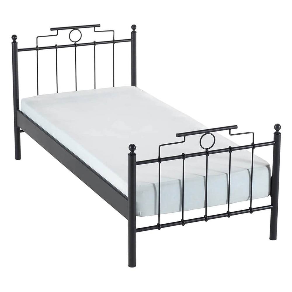 Fekete fém egyszemélyes ágy ágyráccsal 120x200 cm hatkus – kalune design