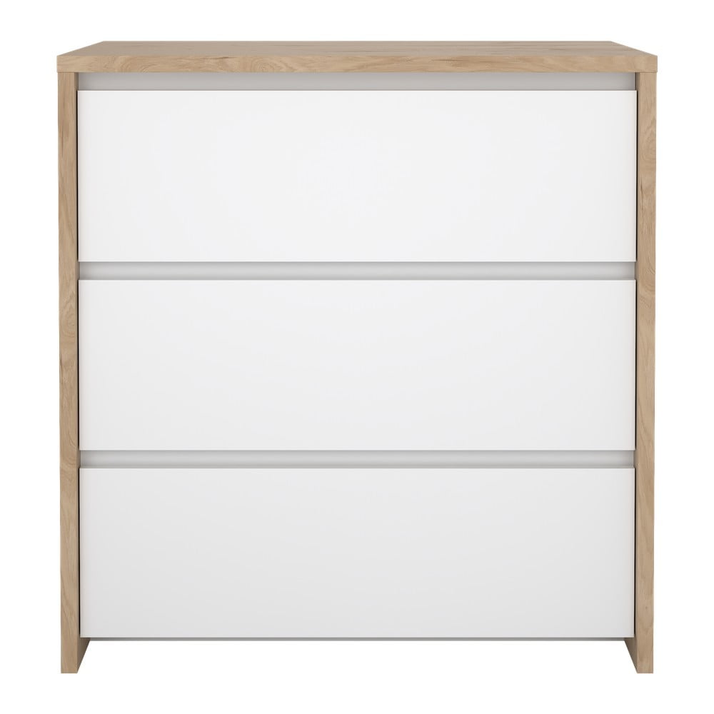 Fehér-natúr színű komód tölgyfa dekorral 80x84x48 cm Next – Tvilum