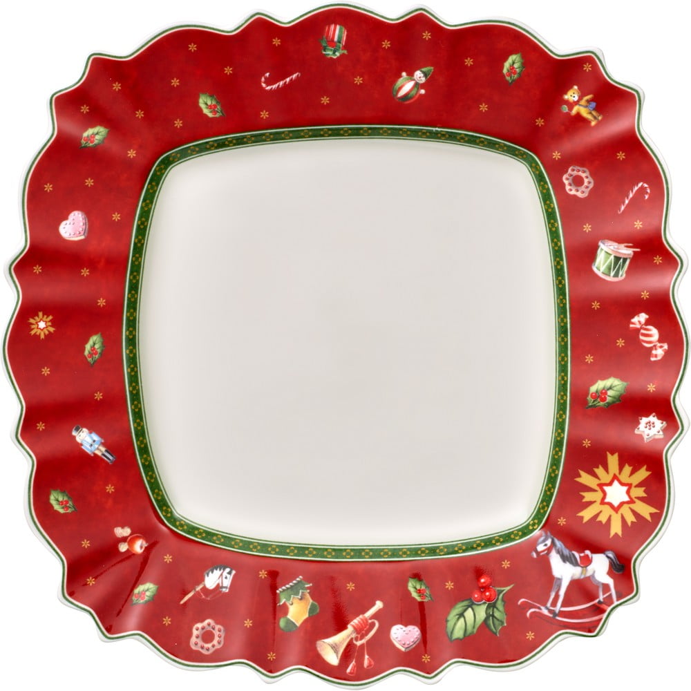 Piros porcelán tányér karácsonyi motívummal, 28 x 28 cm - Villeroy & Boch