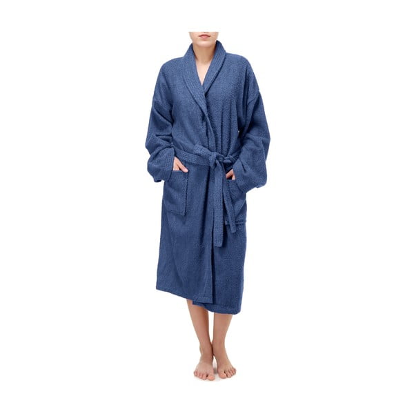 Zoe XL kék pamut fürdőköpeny - IHOME