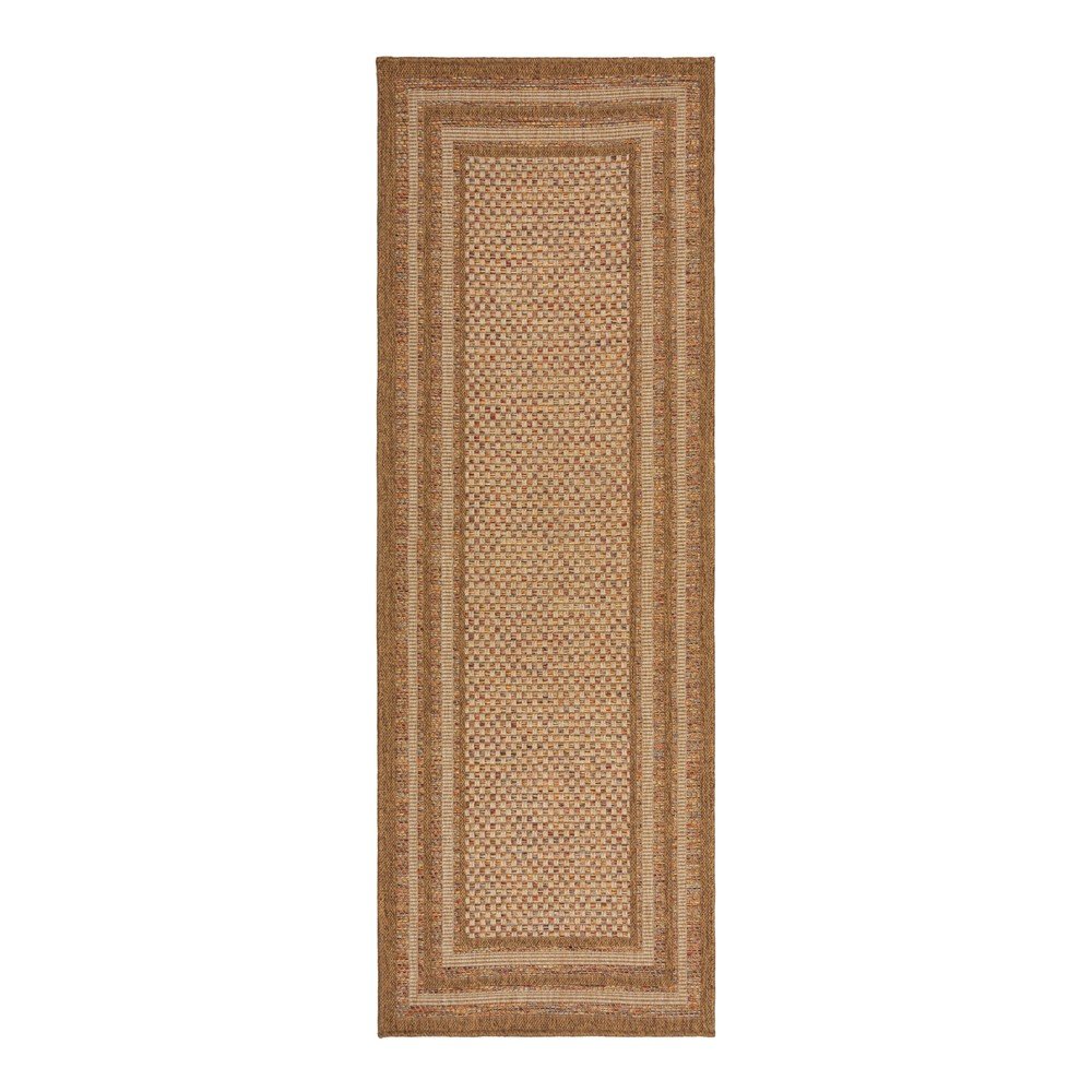 Natúr színű kültéri futószőnyeg 80x230 cm Layla Border – Flair Rugs