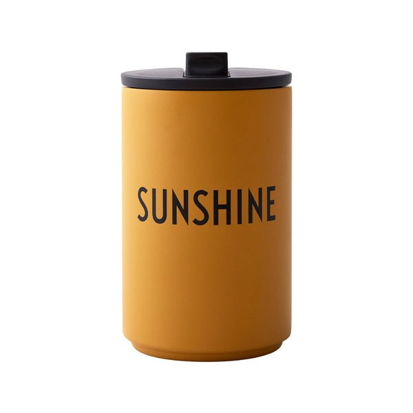 Sunshine mustársárga utazó termobögre, 350 ml - Design Letters