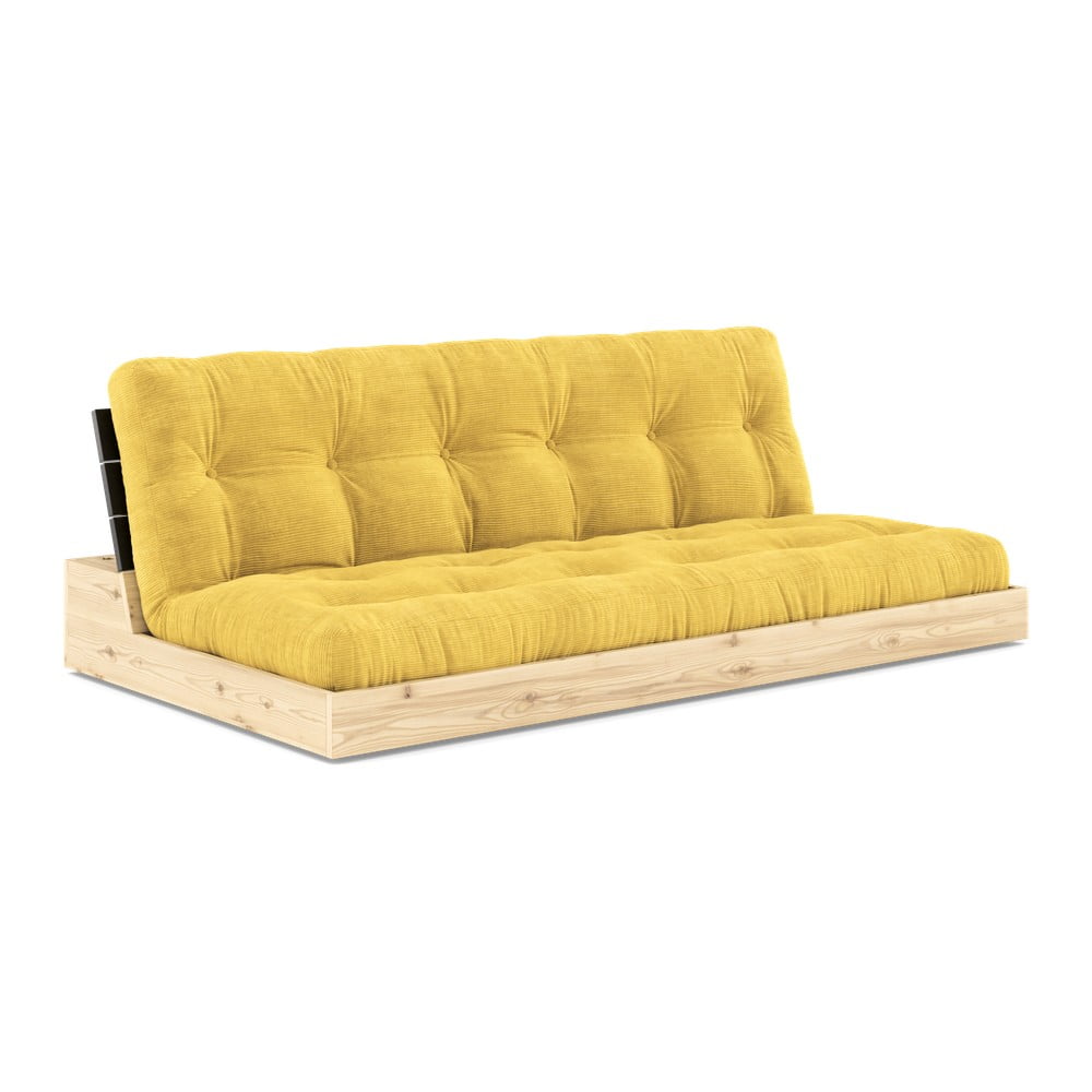 Sárga kordbársony kinyitható kanapé 196 cm base – karup design
