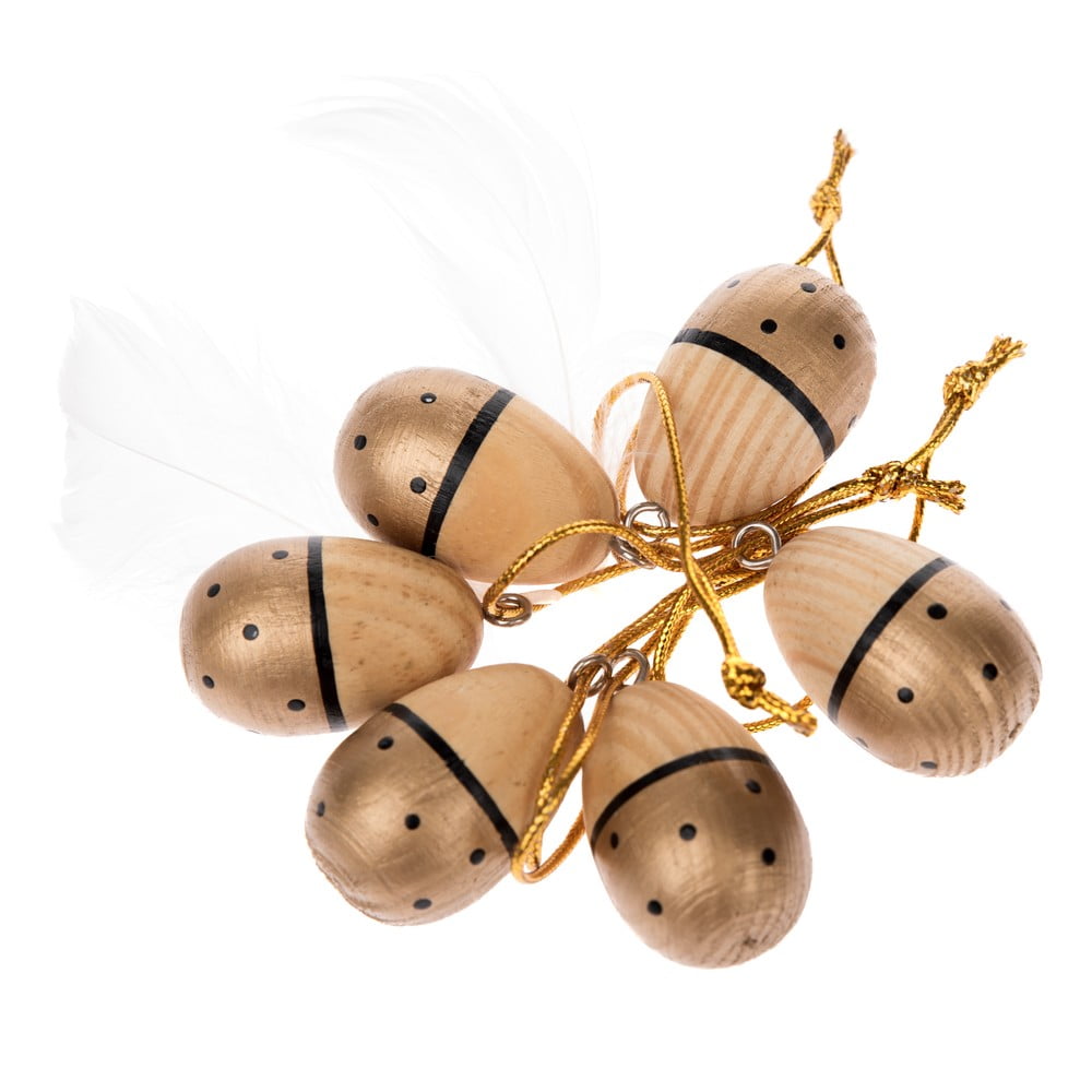 Easter Eggs 6 db aranyszínű fa függődísz - Dakls