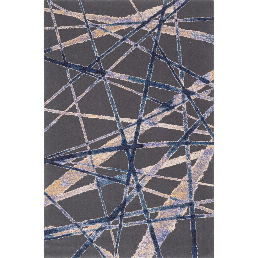 Sötétkék gyapjú szőnyeg 133x180 cm sticks – agnella