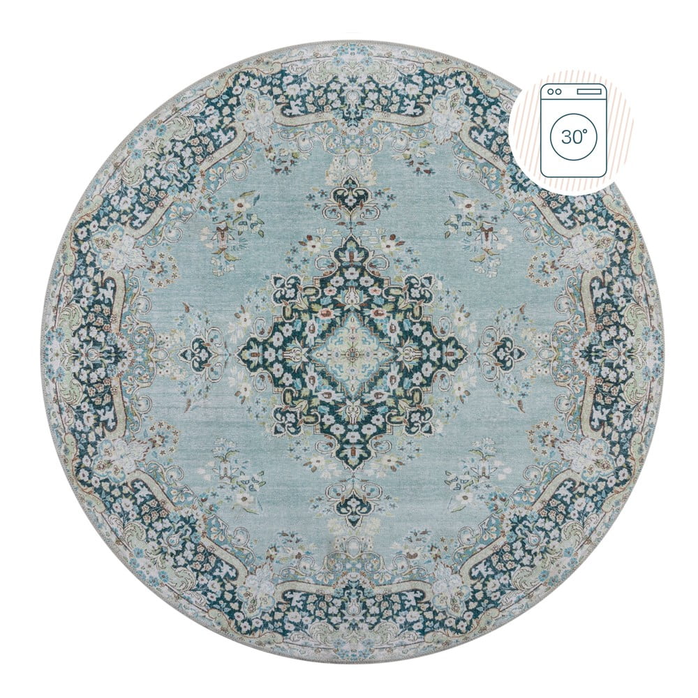 Kék mosható kerek szőnyeg ø 180 cm colby - flair rugs
