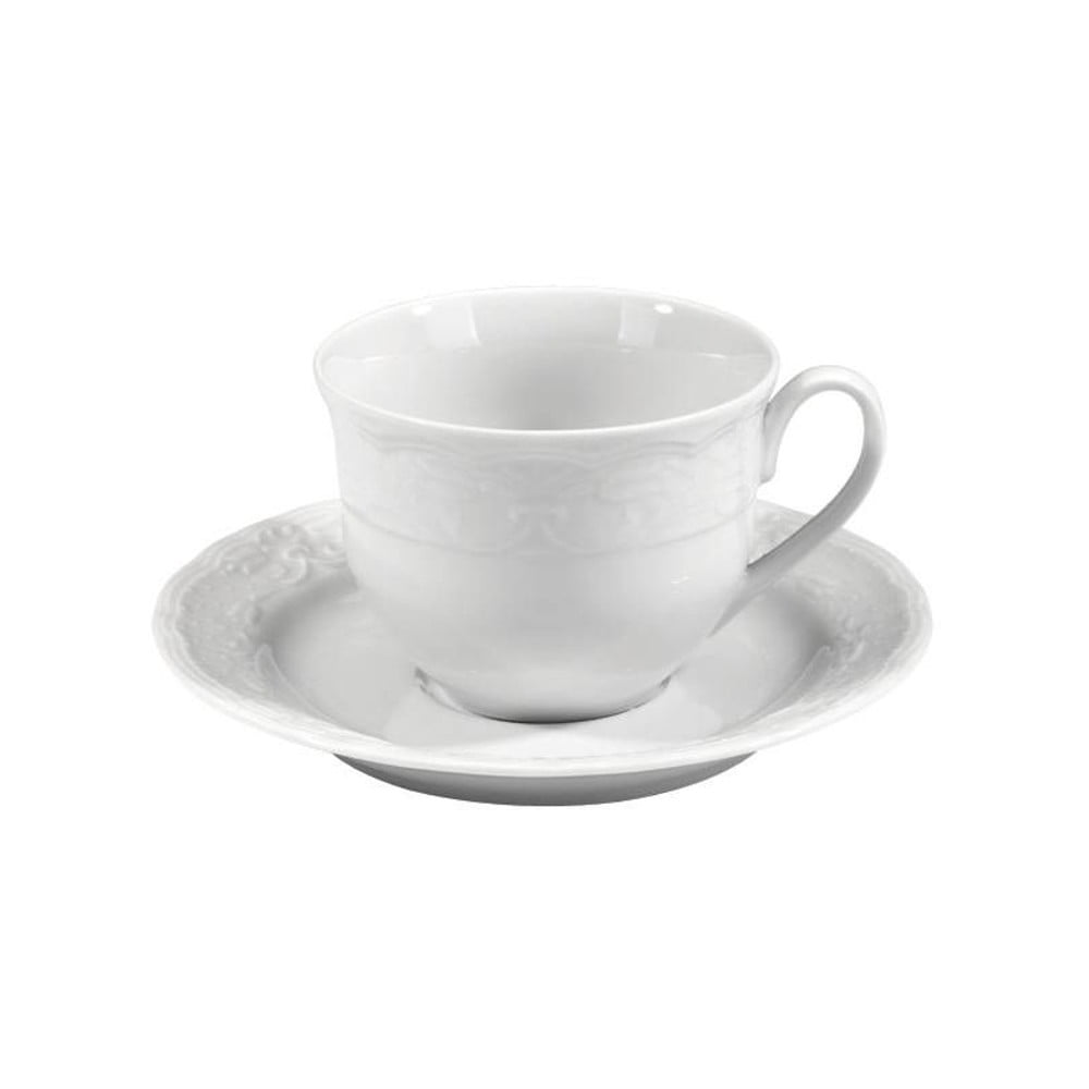 6 db csésze + 6 tányér készlet, Kutahya Porselen, LL12KT00, 50 ml, porcelán, fehér