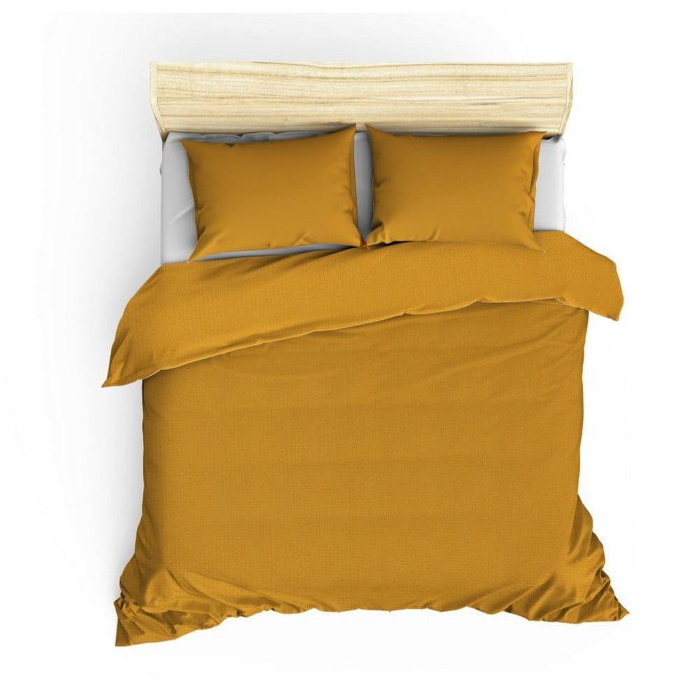 STN Mustard steppelt pamut ágytakaró és 2 db párnahuzat, 220 x 240 cm - Saheser
