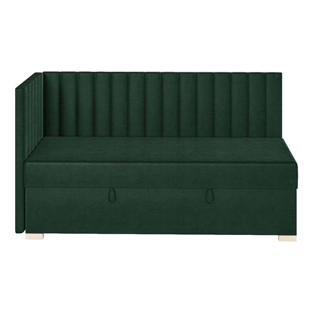 Sötétzöld sarok ágyneműtartós gyerekágy matraccal 90x200 cm Snugi – Ghado