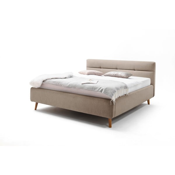 Lotte bézs kétszemélyes ágy ráccsal és tárolóhellyel, 160 x 200 cm - Meise Möbel