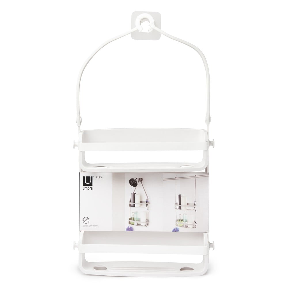 Fehér függő műanyag fürdőszobai polc Flex – Umbra