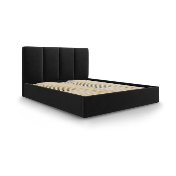 Juniper fekete bársony kétszemélyes ágy, 180 x 200 cm - Mazzini Beds
