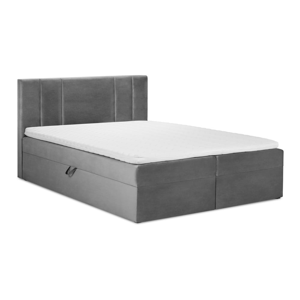Szürke boxspring ágy tárolóhellyel 180x200 cm afra – mazzini beds