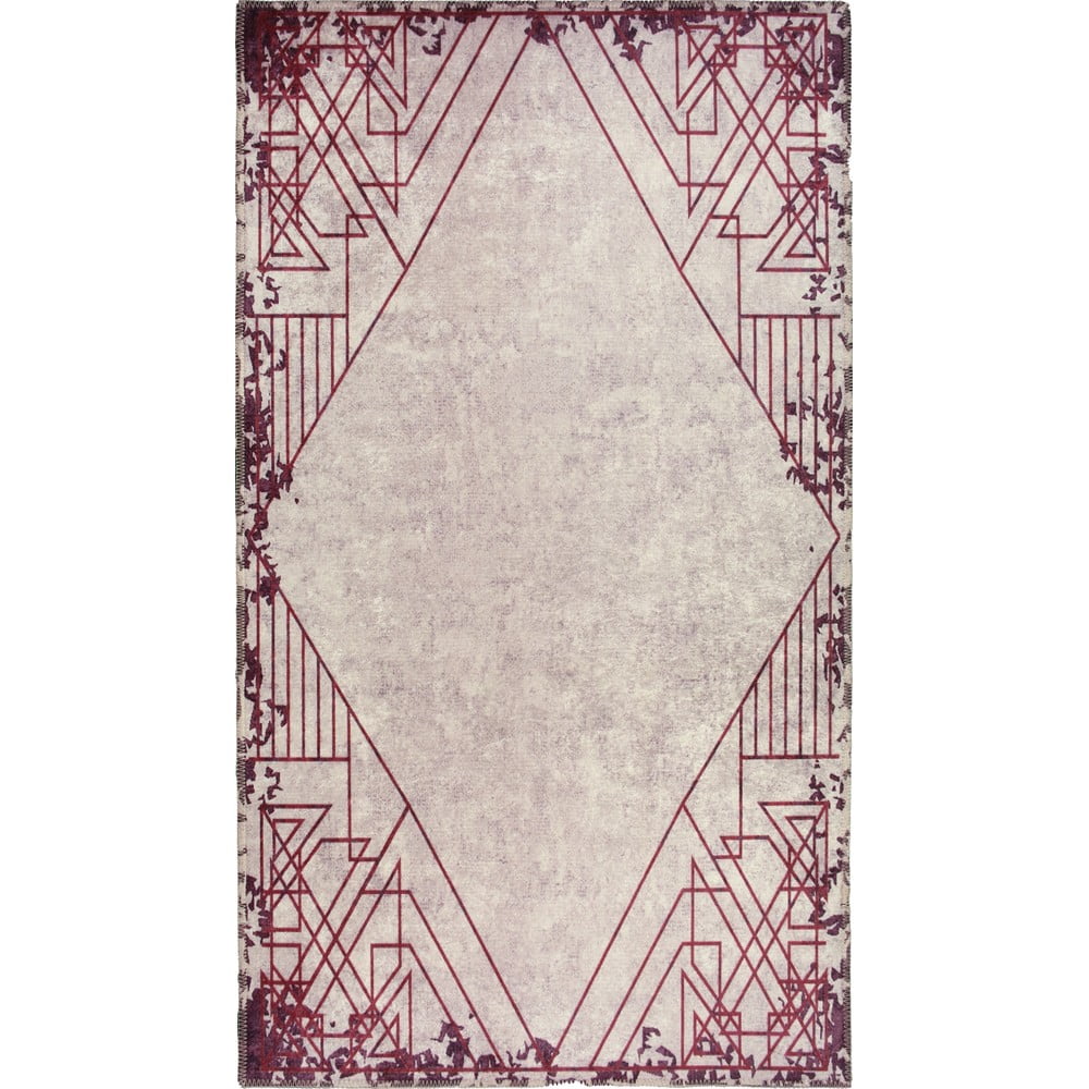 Piros-krémszínű mosható szőnyeg 80x50 cm - Vitaus