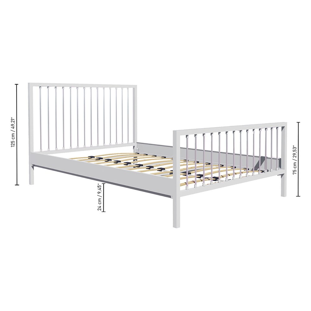 Fehér fém egyszemélyes ágy ágyráccsal 120x200 cm breeze – kalune design