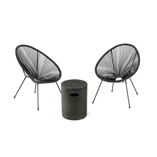 Avocado fekete kerti székek és Loris asztal, ø 35 cm - Bonami Selection