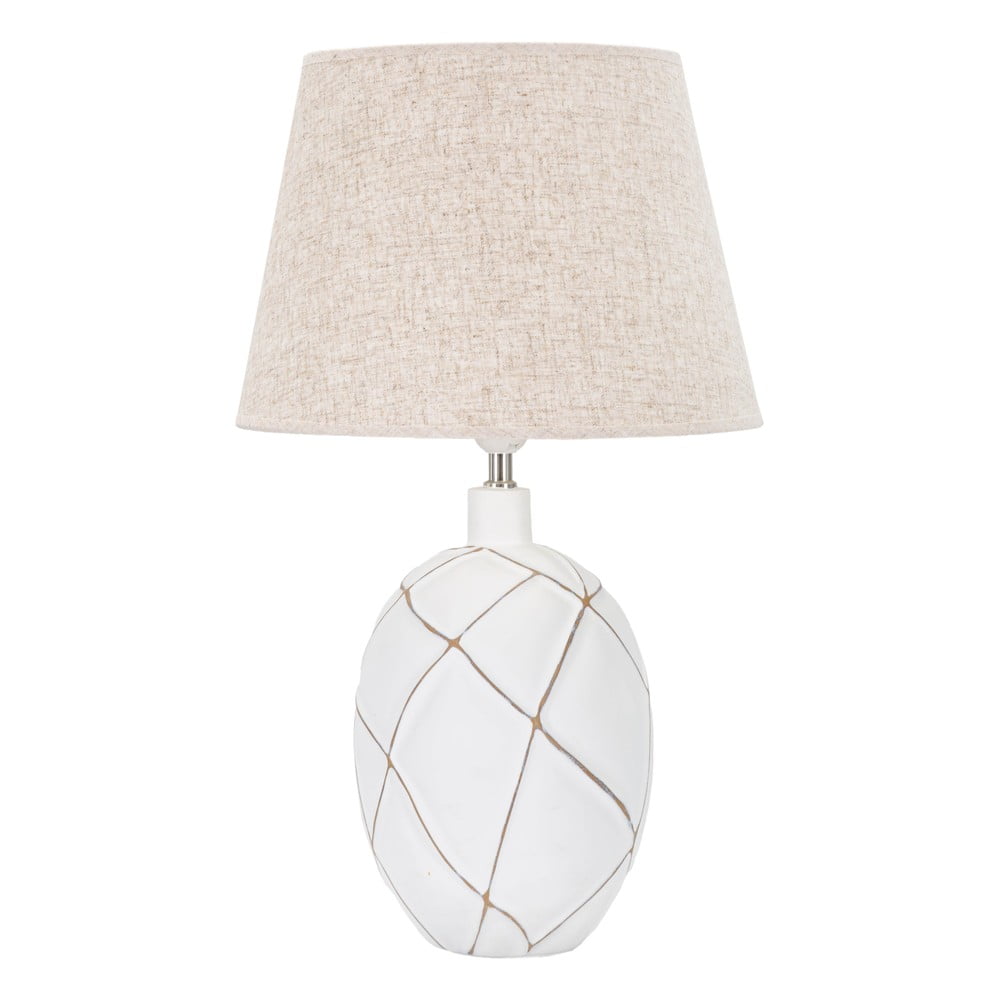 Fehér-krémszínű asztali lámpa textil búrával (magasság 60 cm) lines – mauro ferretti