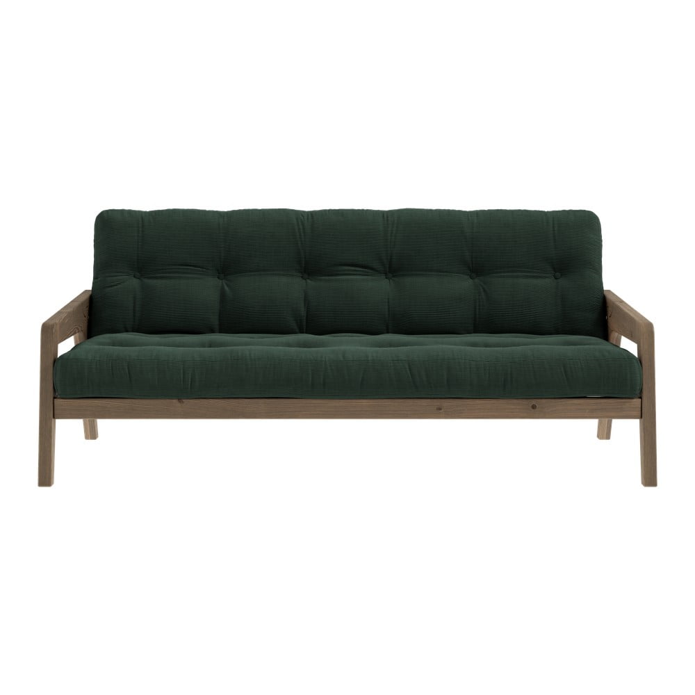 Zöld kordbársony kinyitható kanapé 204 cm grab - karup design