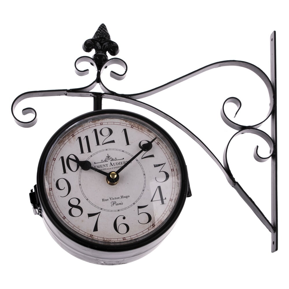 Fekete kétoldalas függő óra, szélesség 31 cm - Dakls