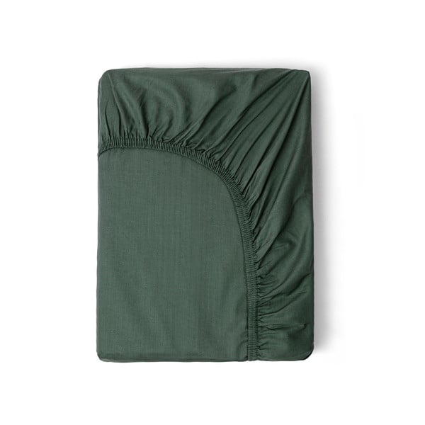 Sötétzöld pamut-szatén gumis lepedő, 160 x 200 cm - HIP