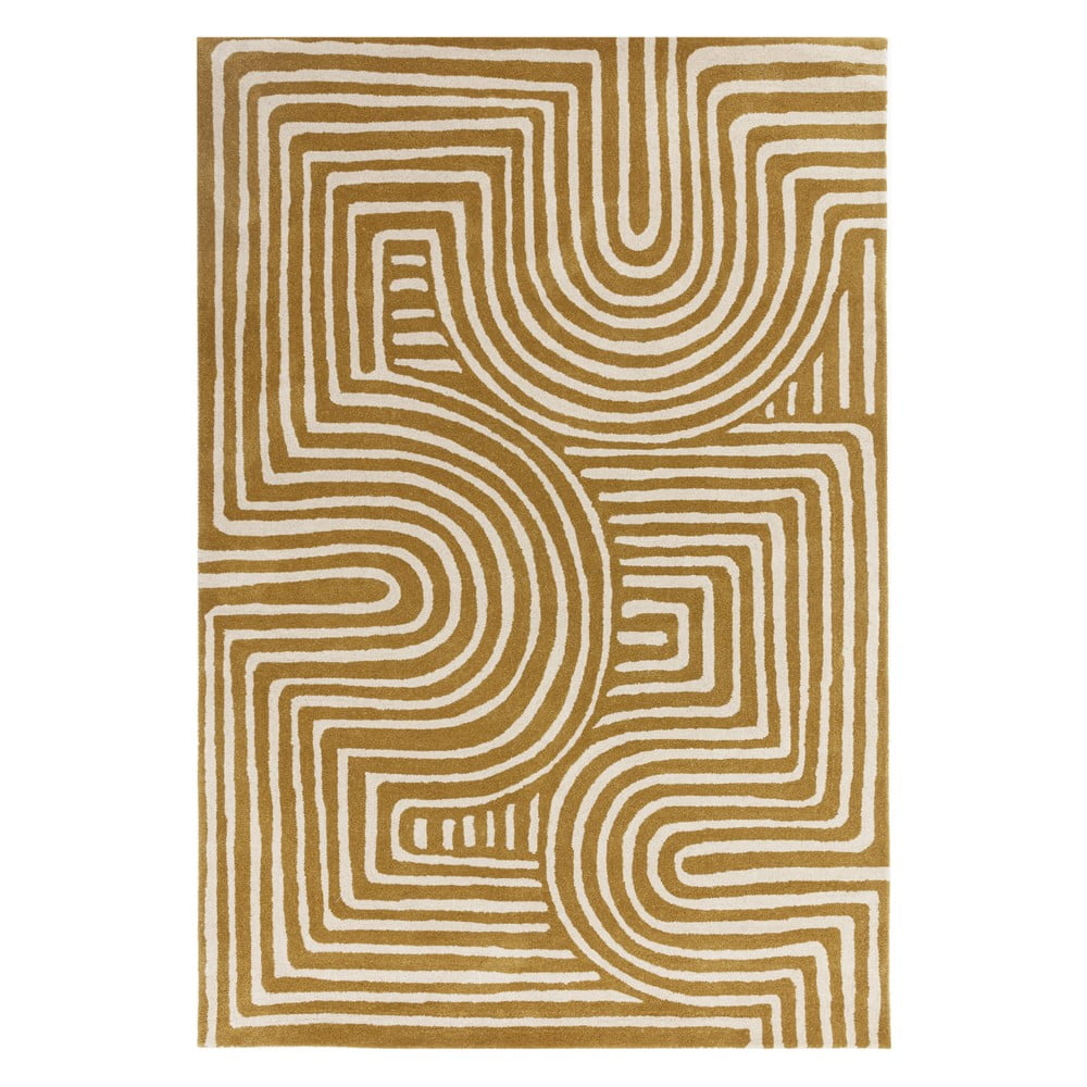 Okkersárga gyapjú szőnyeg 200x290 cm reef – asiatic carpets