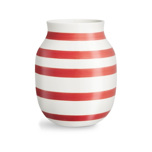 Omaggio fehér-piros csíkos kerámia váza, magasság 20,5 cm - Kähler Design