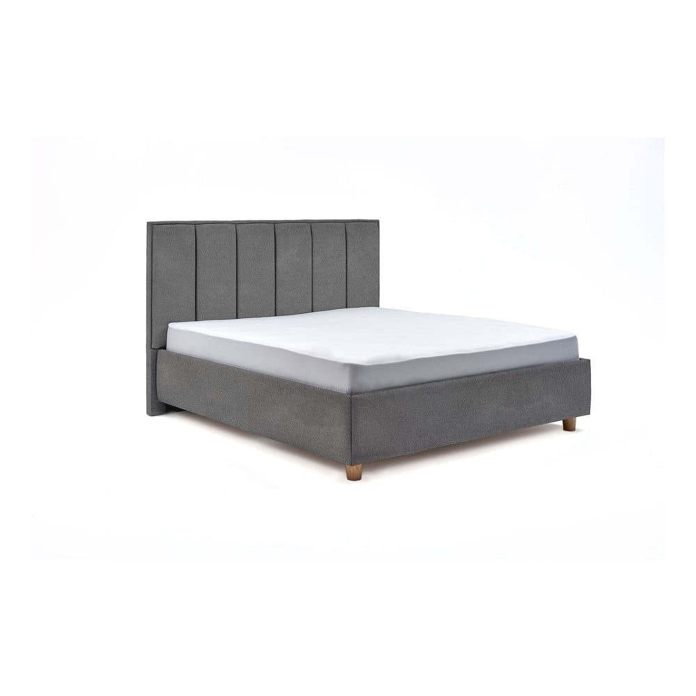 Wega világosszürke kétszemélyes ágy ágyráccsal és tárolóhellyel, 180 x 200 cm - AzAlvásért