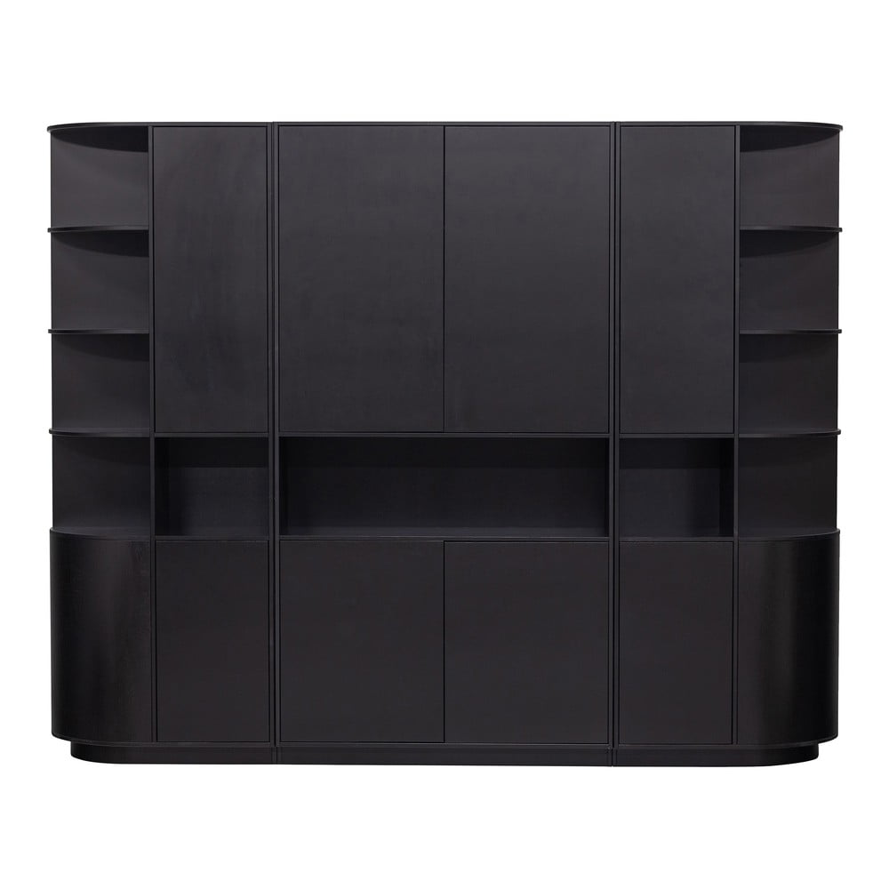 Fekete borovi fenyő moduláris könyvespolc 266x210 cm finca – woood