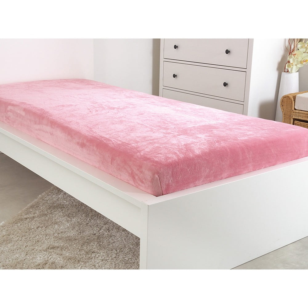 Rózsaszín mikroflanel lepedő 90x200 cm Exclusive – B.E.S.