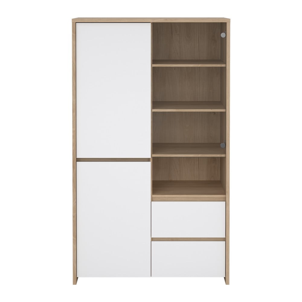 Fehér-natúr színű tálalószekrény tölgyfa dekorral 100x170x48 cm Next – Tvilum